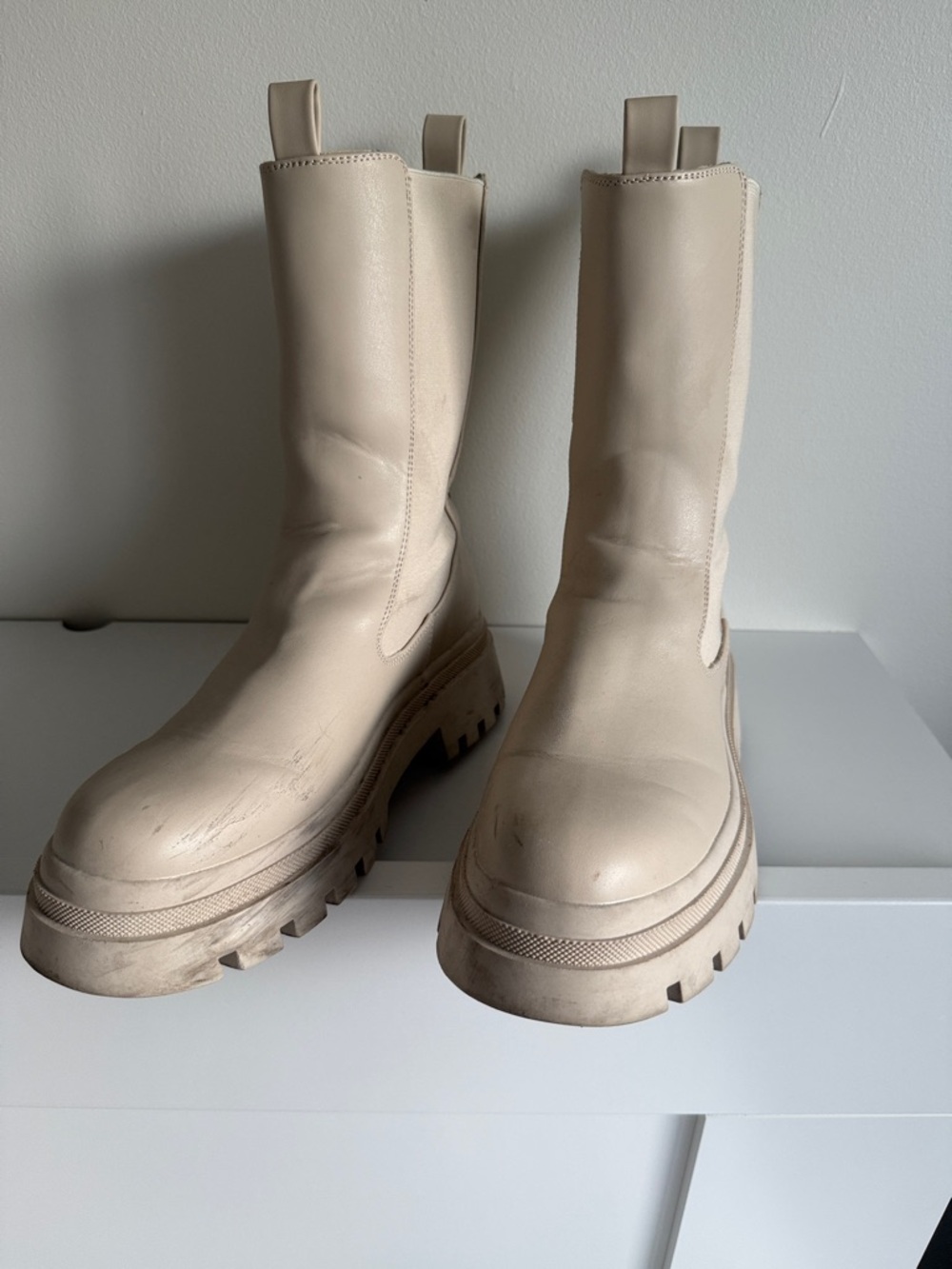 Primark Cream Chunky Combat Boots
